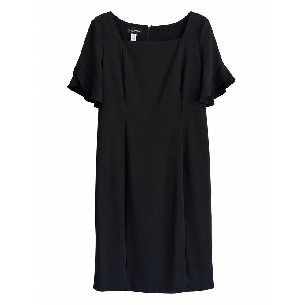 NWT Donna Morgan Black Sheath Dress Size 14 Career Church Cocktail Lined